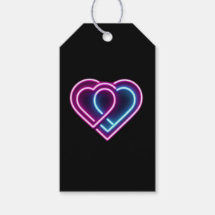 Neon pink/blue heart Valentine's day mug Gift Tags