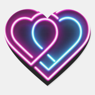 Neon pink/blue heart Valentine's day mug Heart Sticker