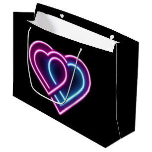 Neon pink/blue heart Valentine's day mug Large Gift Bag