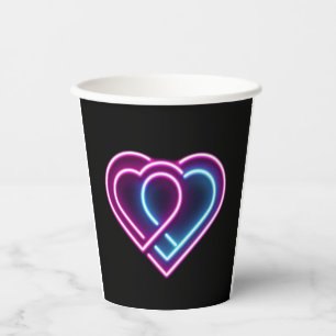 Neon pink/blue heart Valentine's day mug Paper Cups