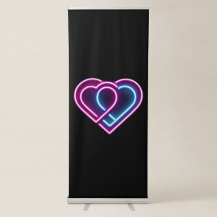 Neon pink/blue heart Valentine's day mug Retractable Banner