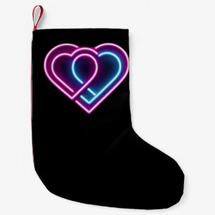 Neon pink/blue heart Valentine's day mug Small Christmas Stocking