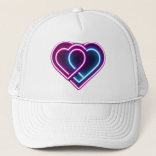Neon pink/blue heart Valentine's day mug Trucker Hat