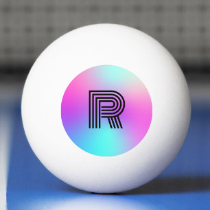 Neon Pink Blue & Purple Ombre Monogram Ping Pong Ball