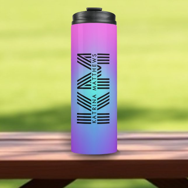 Neon Pink Blue & Purple Ombre Monogram Thermal Tumbler (Neon Pink Blue & Purple Ombre Monogram Thermal Tumbler
)