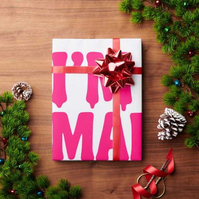 Neon Pink Bold Quote Wrapping Paper – Customisable (Holiday Gift)