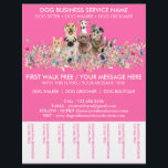 Neon Pink Breeds Dog Walker Service Flyer<br><div class="desc">Neon Pink Breeds Dog Walker Service</div>