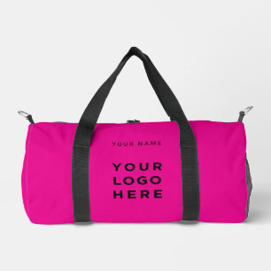 Neon Pink Business Logo Name Instagram Fitness Duffle Bag