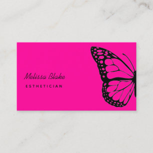 neon pink butterfly logo business card