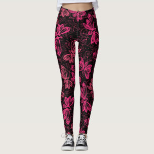Neon Pink Buttflies Leggings
