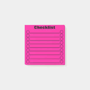Neon Pink Checklist Post-it® Notes 3" x 3"
