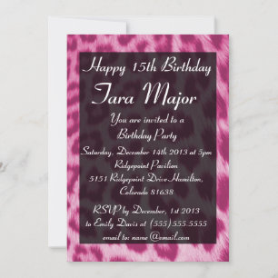 Neon Pink Cheetah Print Birthday Party Invitation