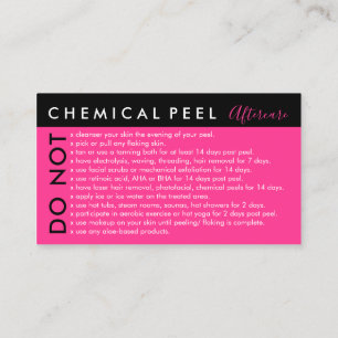 Neon Pink Chemical Peel Avoids Aftercare Business Card