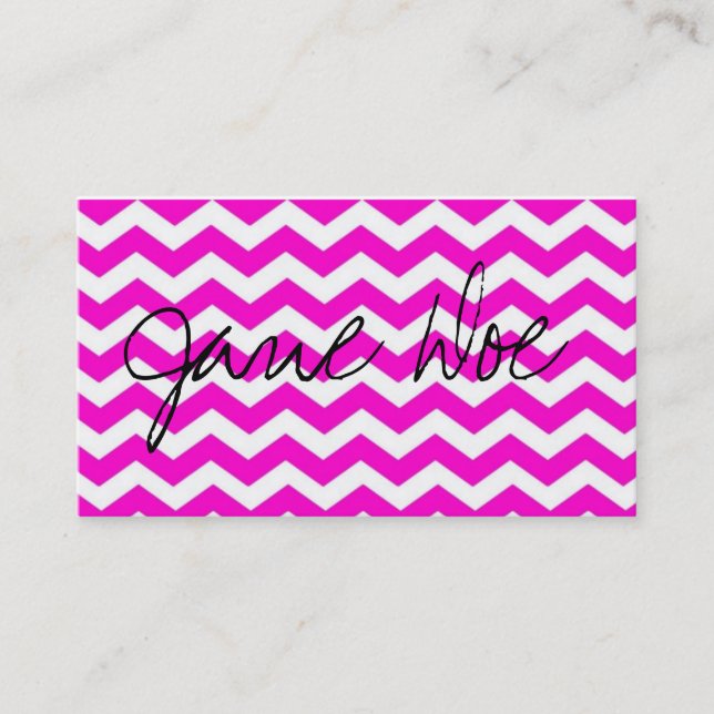 Neon pink chevron Business Cards (Front)