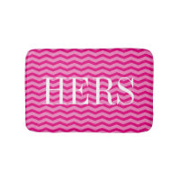 Neon pink chevron pattern monogram bath mat