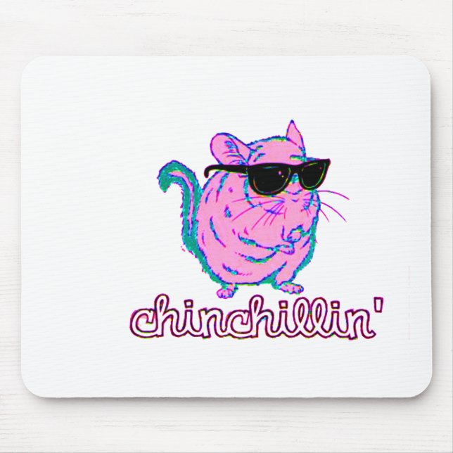 Neon Pink Chinchillin Chinchilla Mouse Mat (Front)