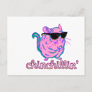 Neon Pink Chinchillin Chinchilla Postcard