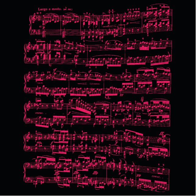 Neon pink classical sheet music (Beethoven) Standing Photo Sculpture (Front)