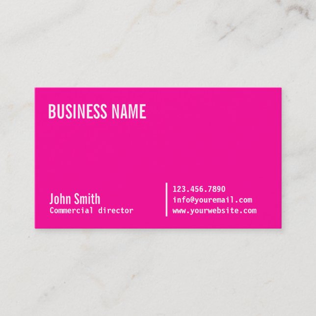 Neon Pink Commercial Director Business Card (Front)