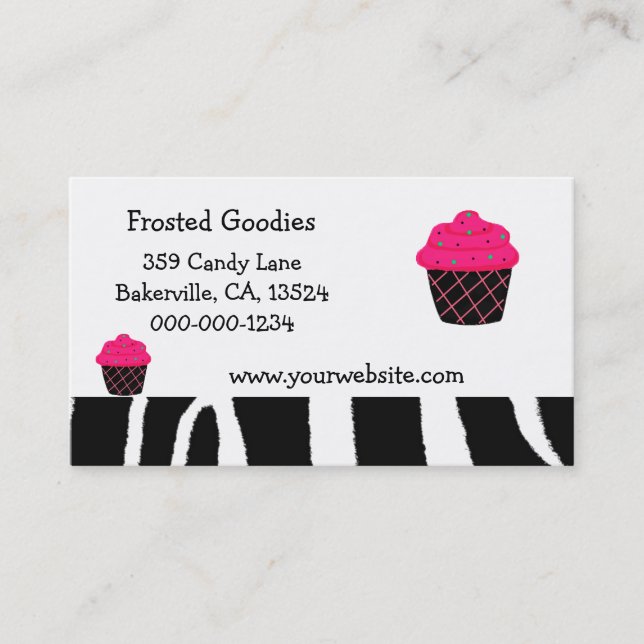 Neon Pink Cupcake Design Business Card (Front)