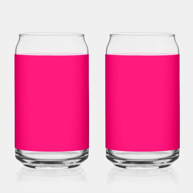 Neon Pink Custom Drinkware Set –Can-Shaped Glasses (Front)
