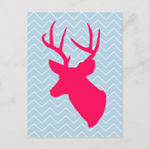 Neon Pink Deer Silhouette Postcard