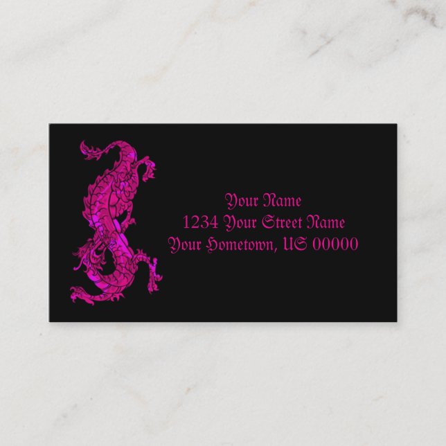 Neon Pink Dragon Business Card (Front)