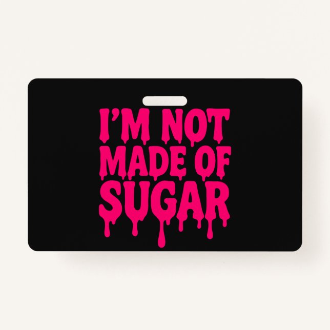 Neon Pink Drip Badge (Black) – Customisable ID Badge (Front)