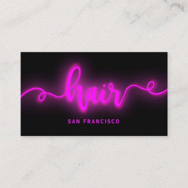 neon pink effect hair stylist Business Card (Front)