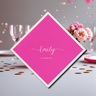 neon  pink  elegant script napkin