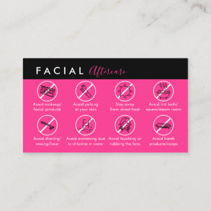 Neon Pink Facial Aftercare Advice Business Card