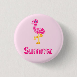 Neon Pink Flamingo Summa (Summer) 3 Cm Round Badge