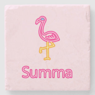 Neon Pink Flamingo Summa (Summer) Stone Coaster