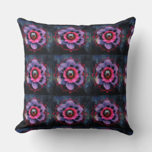 Neon Pink Flowers Cushion