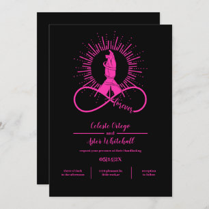 Neon Pink Forever Hands Mystical Black Handfasting Invitation