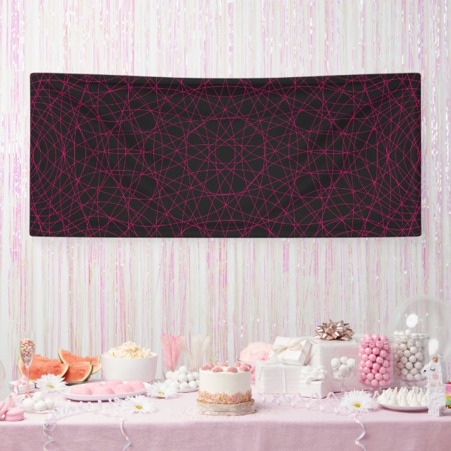 Neon Pink Geometric Mesh Black Banner – Customise (Party)