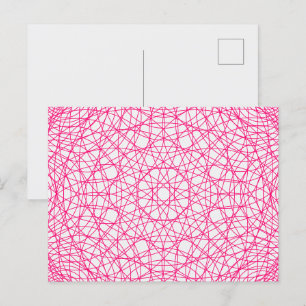 Neon Pink Geometric Web Postcard – Customisable
