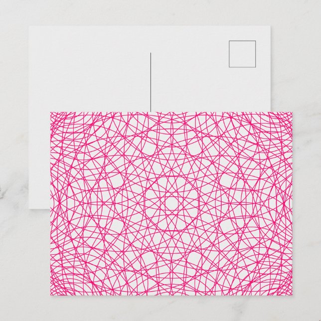 Neon Pink Geometric Web Postcard – Customisable (Front/Back)
