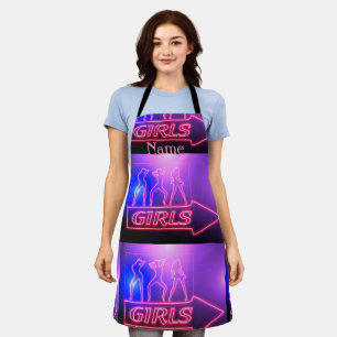 Neon Pink Girls Sign Thunder_Cove Apron