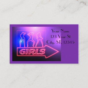 Neon Pink Girls Sign Thunder_Cove Business Card