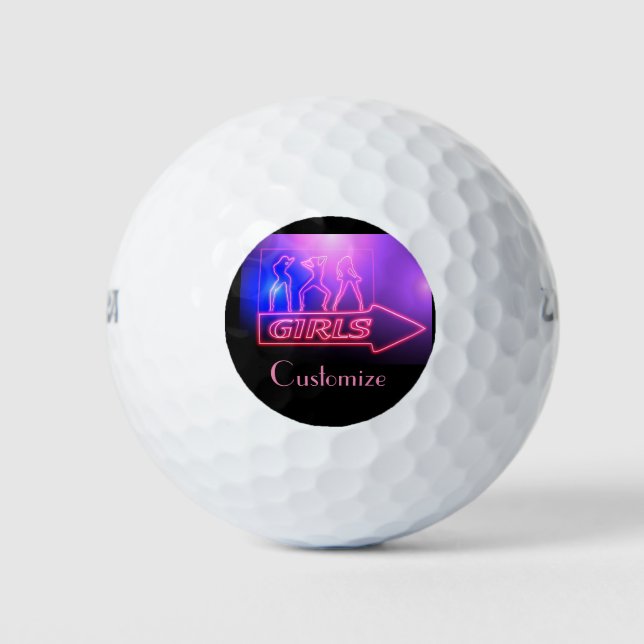 Neon Pink Girls Sign Thunder_Cove  Golf Balls (Front)