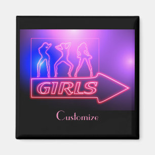 Neon Pink Girls Sign Thunder_Cove Magnet