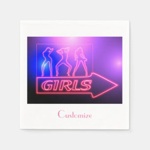 Neon Pink Girls Sign Thunder_Cove Napkin