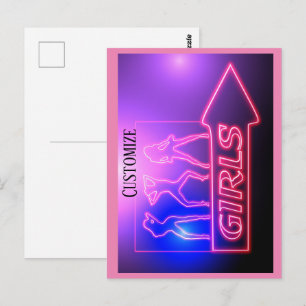 Neon Pink Girls Sign Thunder_Cove  Postcard