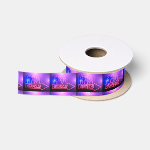 Neon Pink Girls Sign Thunder_Cove Satin Ribbon