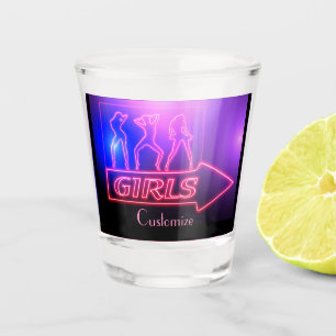 Neon Pink Girls Sign Thunder_Cove Shot Glass