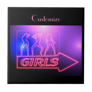 Neon Pink Girls Sign Thunder_Cove Tile