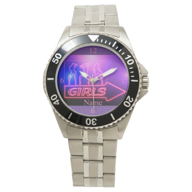 Neon Pink Girls Sign Thunder_Cove   Watch (Front)