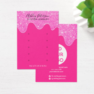 Neon pink glitter drips multi stud earring display