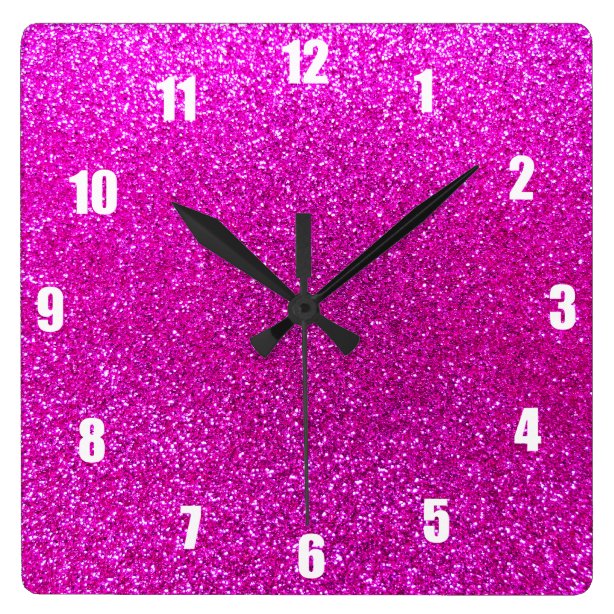 Pink Glitter Sparkly Bling Wall Clocks Zazzle UK